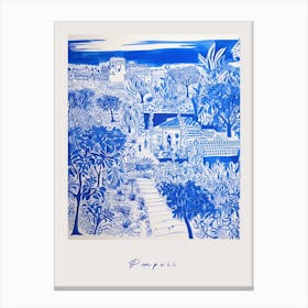 Pompeii 2 Italy Blue Drawing Poster Canvas Print