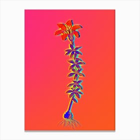 Neon Wood Lily Botanical in Hot Pink and Electric Blue n.0102 Canvas Print