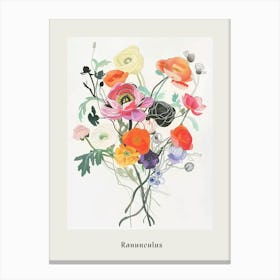 Ranunculus 2 Collage Flower Bouquet Poster Canvas Print