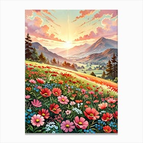 Sunset In The Meadow 18 Canvas Print