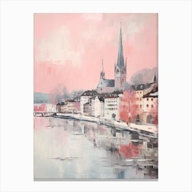 Dreamy Winter Painting Zurich Switzerland 1 Canvas Print