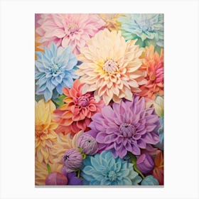 Pastel Dahlia Pedals Painting 3 Canvas Print