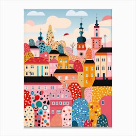 Prague, Illustration In The Style Of Pop Art 4 Canvas Print