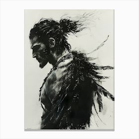 Whimsical Dark Feathers Man 15 Canvas Print