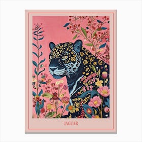 Floral Animal Painting Jaguar 4 Poster Canvas Print