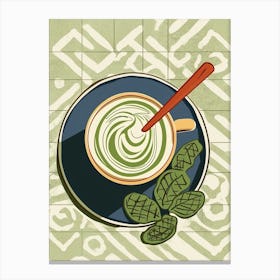 Abstract Matcha Latte Tiled Kitchen Canvas Print