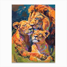 Southwest African Lion Family Bonding Fauvist Painting 2 Canvas Print