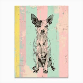 Pastel Basenji Dog Pastel Line Illustration  1 Canvas Print