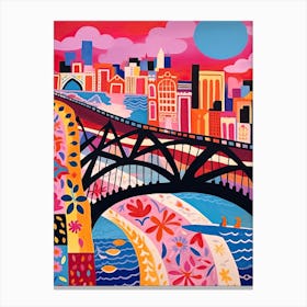 Peace Bridge, Canada, Colourful 2 Canvas Print