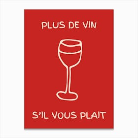 Wine Glass Kitchen Poster Red Canvas Print