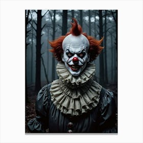 Shadows of Laughter: Midnight Encounter Spooky Clown Canvas Print