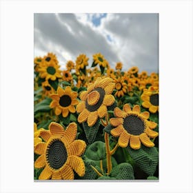 Sunflower Knitted In Crochet 2 Canvas Print