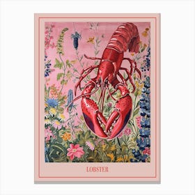 Floral Animal Painting Lobster 3 Poster Canvas Print