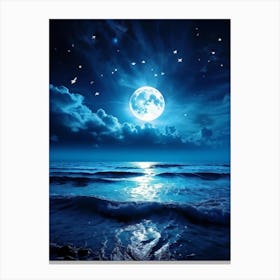 Abstract Dream Astronomy Landscape Celestial Ocean Cloud Halloween Light Moon Full Moon W (34) Canvas Print