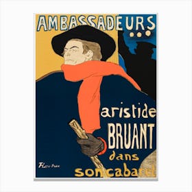 Ambassadeurs Aristide Bruant Dans Son Cabaret (1892), Henri de Toulouse-Lautrec Canvas Print