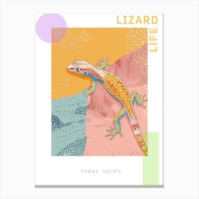 Coral Tokay Gecko Abstract Modern Illustration 1 Poster Canvas Print