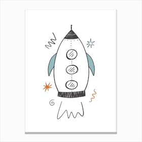 Rocket Ship Space Kids Room 6 1 Canvas Print