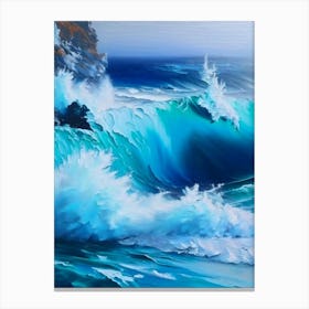 Crashing Waves Landscapes Waterscape Marble Acrylic Painting 1 Canvas Print