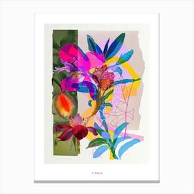 Freesia 1 Neon Flower Collage Poster Canvas Print