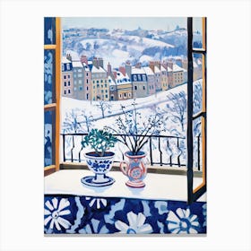 The Windowsill Of Edinburgh   Scotland Snow Inspired By Matisse 3 Canvas Print