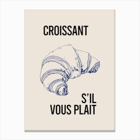 French Breakfast Croissant Poster, Paris Kitchen Decor, Louvre Home Wall Art, French Quote Print Canvas Print