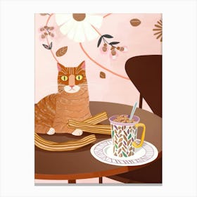 Cat And Churros 1 Canvas Print