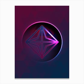 Geometric Neon Glyph on Jewel Tone Triangle Pattern 166 Canvas Print