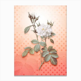 Autumn Damask Rose Vintage Botanical in Peach Fuzz Polka Dot Pattern n.0141 Canvas Print