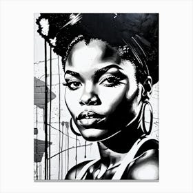 Vintage Graffiti Mural Of Beautiful Black Woman 1 Canvas Print