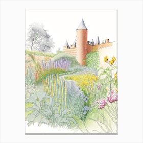 Sissinghurst Castle Garden, United Kingdom Vintage Pencil Drawing Canvas Print