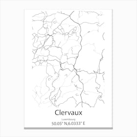 Clervaux,Luxembourg Minimalist Map Canvas Print