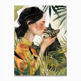 Kitty I love you cat and woman 4 Canvas Print