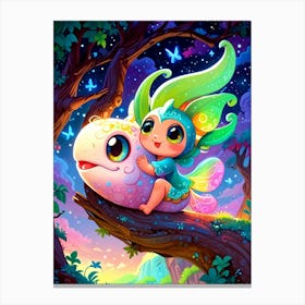 Fairy Girl In The Forest Canvas Print