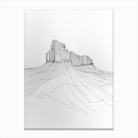 Table Mountain South Africa Line Drawing 2 Canvas Print