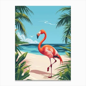 Greater Flamingo Renaissance Island Aruba Tropical Illustration 4 Canvas Print
