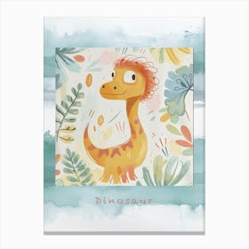 Cute Fuzzy Hair Dinosaur Poster Canvas Print
