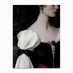 Lady In Black And White 1 Canvas Print