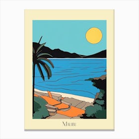 Poster Of Minimal Design Style Of Malibu California, Usa 2 Canvas Print
