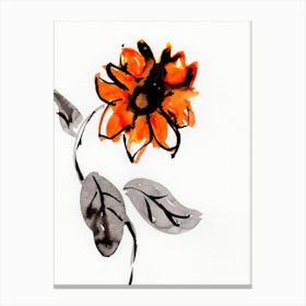 Sumi-e Sumi e painting japan japanese minimal minimalist floral flower ink watercolor hand painted 1 Canvas Print