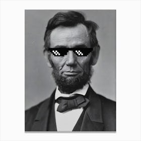 Funny Abraham Lincoln with Meme Sunglasses Shades Portrait Canvas Print