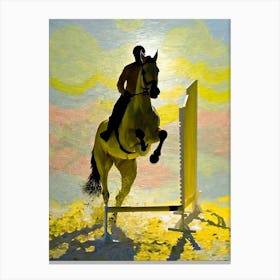Horse Jumping At Sunset Canvas Print