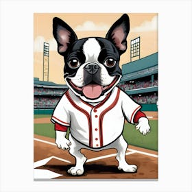 Boston Terrier Ball Player-Reimagined Canvas Print