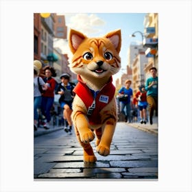Puppy In Running Race Canvas Print