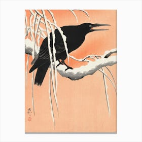 Crow On Snowy Branch (1900 1930), Ohara Koson Canvas Print