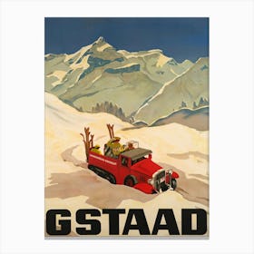 Vintage Ski Collection Gstaad Canvas Print