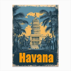 Aihrgdesign A Retro Travel Poster For Havana 4 Canvas Print