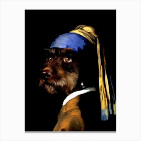 Ella With The Pearl Earring Pet Portraits Canvas Print