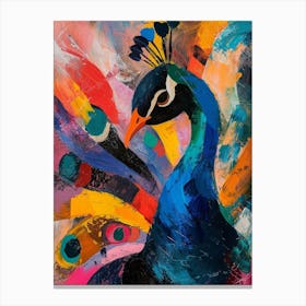 Colourful Brushstroke Peacock 3 Canvas Print
