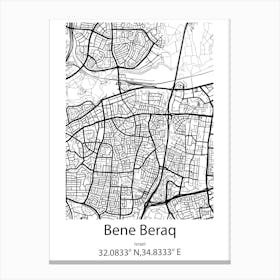 Bene Beraq,Israel Minimalist Map Canvas Print