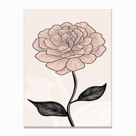 Line Art Marigold Flowers Illustration Neutral 7 Canvas Print